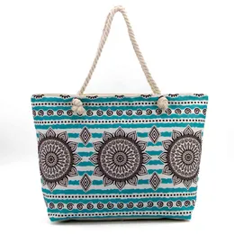 Bolso de lona para compras de playa, bolso personalizado impreso para mujer, bolsos grandes impermeables con estampado de moda, bolsos de moda