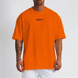 Мужчина с половиной рукава негабаритная футболка сетчатая одежда в тренажерном зале бодибилдинга Фитнес Свободная спортивная одежда футболка уличная одежда хип -хоп футболка 220621