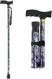트레킹 기둥 노인 여성을위한 경량 접이식 지팡이 93cm 조절 가능한 접이식 꽃 금속 지팡이 등반 Hikin