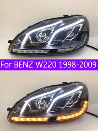 ベンツW220の自動アクセサリーヘッドランプLEDヘッドライト1999-2005 S320 S350 LED DRLダイナミック信号HID BIキセノン