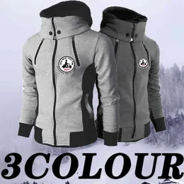 2022New Men's Autumn and Winter Jott Sweatshirts Warm Windproof Man Jacket Double Zipper Fashion Hooded Sport Clothing S-4XL