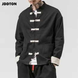 jddton men s yimono open jacketsソリッドアウターウェアコートルーズカジュアル中国語スタイル男性長袖レトロコンフォートオーバーコートJE145 220727