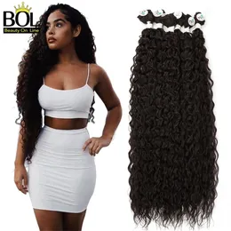 BOL Synthetic Curly Hair Bundles Water Wave Hair Extension 6 Bundles/Pack 200g Color Black Heat Resistant Fiber Kinky Curly 220622