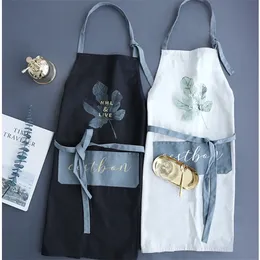 Nordic Style Home Kitchen Waterproof And Oil-proof Apron Fashion Female Tea Restaurant Catering Shop Overalls Apron Delantal 201007
