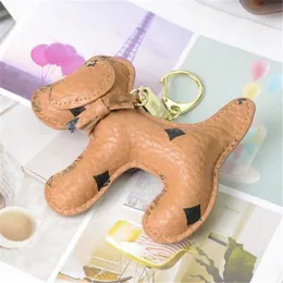 Luxury Designer Cute Dog Print Car Keychain Bag Pendant Charm Jewelry Flower Key Ring Holder for Women Men Fashion PU Leather Animal Tassels Key Chain Accessories