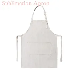 Sublimado avental em branco de algodão branco unisex aventais granel para cozinha cozinhar restaurante churrasco pintura artesanato