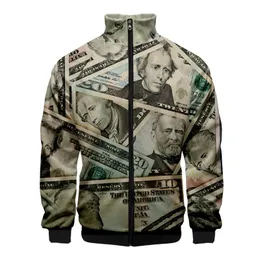 Men's Jackets United States Dollar Zipper Casual Hoodies Fashion Highstreet Autumn Spring Money Sweatshirt ClothesMen's