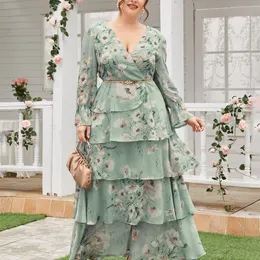 TOLEEN Women Large Plus Size Maxi Dresses Casual Elegant Party Evening Spring Long Sleeve Floral Oversize Festival Clothing 220527