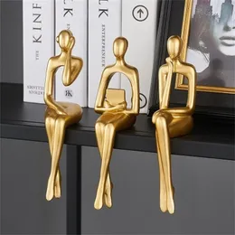 nordic office desk accessories Thinker figure Statue Luxury living room decoration home decor Art Desktop Sculpture Crafts 220628