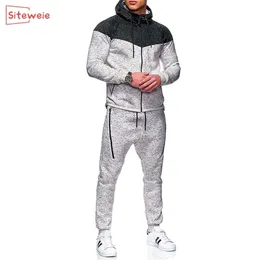 Siteweie 새로운 남성 세트 캐주얼 스포츠 트랙스 우편 스웨터 및 스웨트 팬츠 바지 2 조각 정장 남성 의류 G494 201128