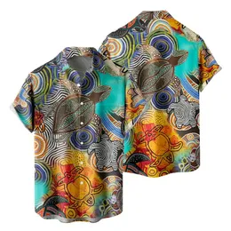 Herren lässige Hemden Herren Hohe Größen Mode und Freizeit 3D Digitale Druckschnalle Revers Short Sleeve Shirt Top Cheer Menmen's's