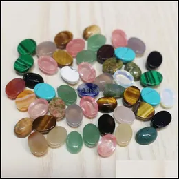 Konst och hantverk Arts Gifts Home Garden 6x8mm Natural Stone Oval Cabochon Loose Beads Rose Quartz Turquoise Stones Face For Dhvel