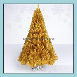 Juldekorationer festliga partier levererar hem trädgård guld träd dekoration pvc tillbehör för år hantverk marknadshowcase sn drop deli
