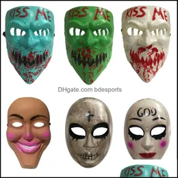 Party Masks Festive Supplies Home Garden Halloween Mask God Cross Scary Cosplay Prop Collection Fl Face Creepy Horror Movie Masque 1058 B3