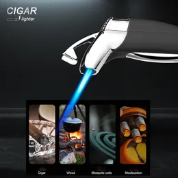 New Windproof Torch Gun Lighter Powerful Blue Flame Jet Gas Cigar Lighter Refill Metal Butane Outdoor Lighter Promotion Gadgets