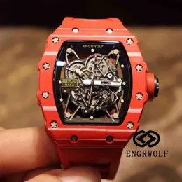 Смотреть маршрутные часы дизайнер роскошные мужские механики engrwolf watch Richa Milles RM35-02 серия 2824 Автоматическая механическая углеродная плата
