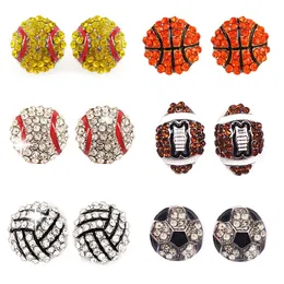 Orecchini con borchie sportive Favore di partito Cristallo strass pallacanestro baseball rugby Pallavolo calcio softball Gioielli con strass