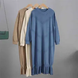 GIGOGOU Oversized Long Knit Women Maxi Sweater Dress Autumn Winter Pullover Straight Dresses Casual Highstreet Midi Dress 210322