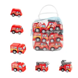 6pcs Pull Back Car Toy Mobile Vehicle Fire Truck Taxi Model Kid Mini Cars Boy Toys Gift W3