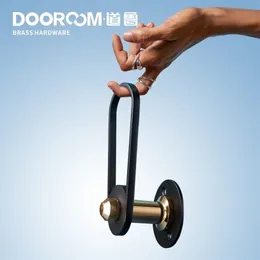 Dooroom Messing-Türhebel, ultradünn, stumm, Schwarzgold, moderner Innenraum, Schlafzimmer, Badezimmer, Holztürschloss, geteilter Griff, Knauf 201013