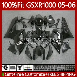 OEM Bodys Kit för SUZUKI GSX-R1000 GSXR 1000 CC K5 05-06 Bodywork 122No.19 1000cc GSXR-1000 GSXR1000 05 06 GSX R1000 2005 2006 Injektionsform Moto Fairing Full Black Glossy