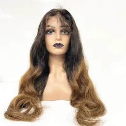 #1B4 Body Wave индийская девственная девственница наполовину завязанные кружевными париками 13х3 для чернокожих