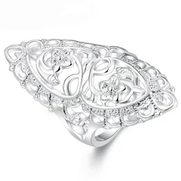 925 Sterling Silver Hollow Ring Ring Classic for Women Fashion Wedding Complement Party Gift Jewelry Jewelry