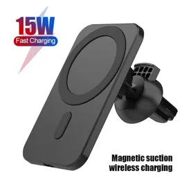15W QI Magnetic Car Wireless Charger Air Vent Stand för Magsafe Phone 13 12 11 Pro X Max Snabbladdning Magnet Mount Auto Holder 220620