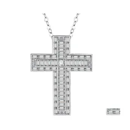 قلادات قلادة الصليب للنساء هدية المجوهرات العصرية المسيحية يسوع اللامع الزركونيا الزركون قلادة sier hjewelry drop delive dhxcb
