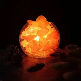 Bordslampor Creative Ice Cracked Glass Crystal Salt Lamp Himalayan Dekorativ sovrum Bedside American Lamptable