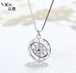 925 Silver Polaris Moon Necklace 모조 다이아몬드 스타 스톤 펜던트 크로스 애호가 선물 보석 펜던트 없음 상자