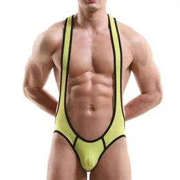 Sexy Mesh Undershirts Jock Strap Men Underwear Backless Bodysuits Leotard Wrestling Singlet Jumpsuit Sleepwear Swimwear Bikini241W