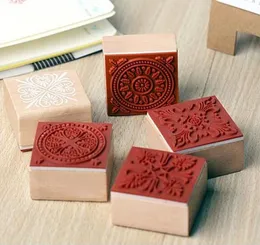 600pcs/lote novo 4x4cm Sweet Lace Series Wood Round Scel Square Gift Stamp SN4665