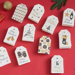 Julekorationer DIY KRAFT TAGS MERRY Etiketter Gift Wrapping Paper Hang Santa Claus Cards Xmas Home Party SuppliesChristmas