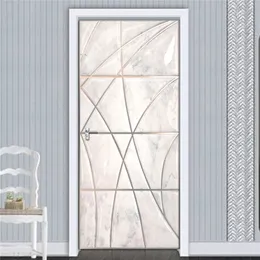 Самострадальная дверь наклейка обои 3D 3D линия мягкий чехол Европейский стиль гостиной спальни двери росписи наклейки на стену наклейки 210317