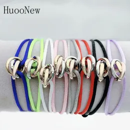 Charm Bracelets Stainless Steel Bracelet 3 Metal Buckle Ribbon Lace Up Chain Multicolor Adjustable Size For Women Man UnisexCharm Lars22