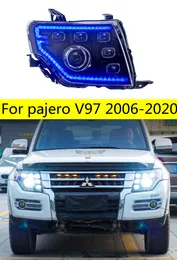 Pajero v97 LED 헤드 라이트 2006-2020 V93 V95 V87 LED 동적 회전 신호 램프 천사 눈 주행 등 자동차 액세서리 헤드 라이트