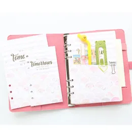 Notepads Domikee Cute Kawaii Marble 6 Rings Paper Inner Pouch For Binder Planner Candy Dairy Organizer Bag Accessories Gift A5A6Notepads