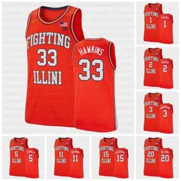 CeoC202 Illinois Fighting Illini NCAA Orange College Basketball Retro Jersey 1 Trent Frazier 2 Connor Serven 3 Jacob Grandison Curbelo Dosunmu