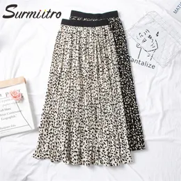 SURMIITRO Floral Print Maxi Skirt Women With High Waist For Spring Summer Ladies Black White Long Pleated Skirt Female 210311