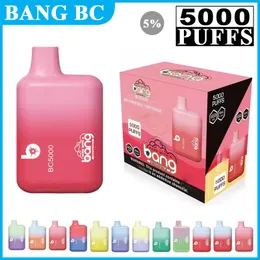 Bang BC5000 disposable Cigarette Rechargeable 5000 puffs vape pen Device E Cigarettes Kit 650mah 11ml per-filled cartridges pod 12 Colors xxl puff elf 5000