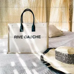 مصمم حقائب يد نسائية فاخرة من Rive Gauche حقيبة تسوق كلاسيكية حقيبة يد مستحضرات تجميل موضة كتان حقائب شاطئية كبيرة حقائب سفر كروسبودي كتف للعطلات