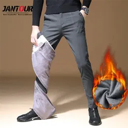 Pantaloni invernali da uomo in pile caldo da uomo Pantaloni casual coreani sottili pantaloni spessi caldi per gli uomini moda Pantaloni neri grigi maschili 201126