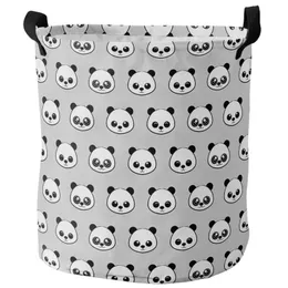 Laundry Bags Cartoon Kawaii Panda Dirty Basket Foldable Round Waterproof Home Organizer Clothing Children Toy Storage BasketLaundry