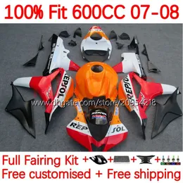 OEM-karosseri för Honda CBR 600F5 600 RR CC F5 07-08 BODY 145NO.7 CBR-600 CBR600 RR CBR600RR 07 08 CBR600F5 CBR 600RR 600CC 2007 2008 INFRAKTIG MOLD FAIRING REPSOL REDDDDD