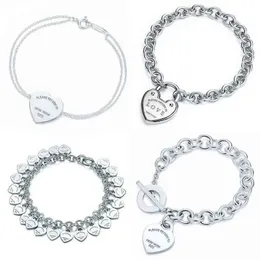 Bransoletka w kształcie serca bransoletka marka 925 Sterling Silver Heart T znak wisiorek prosta konstrukcja dla kobiet elegancka biżuteria H220418