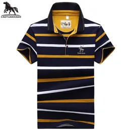 men high quality summer Mens Shortsleeved embroidered stripes business casual mens polo shirt 3631 220614