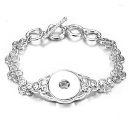 Charm Bracelets High Quality Antique Silver Plated Vintage Flowers Chains Snap Bracelet Bangles Fit 18MM Buttons DIY Jewelry Fawn22