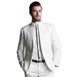 Mäns kostymer blazers mäns affär formell smal av vit stativ krage kinesisk tunika kostym brudgum anpassad/ bröllop/ klänningar terno masculino