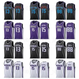 Man Kids Women Printed Basketball Neemias Queta Jersey 88 Davion Mitchell 15 Tristan Thompson 13 Franz Wagner Black Purple White Team för sportfans andningsbara